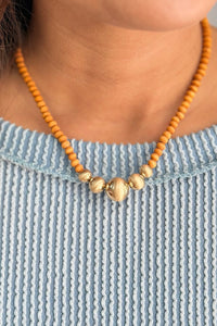 Wood Beaded Short Necklace