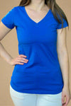 Women's Cotton V-Neck Tee - Blue