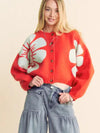 Smile Daisy Print Cropped Cardigan