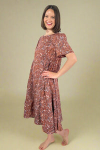 Round Neck Midi Dress - Clay