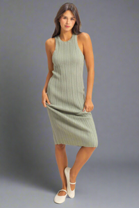 Bodycon Ribbed Knit Dress - Sage