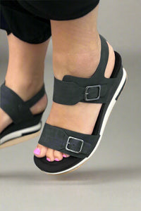 Lyra Double Strap Sandal - Black