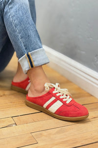 Sandra Stripe Backless Mule - Red