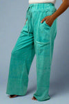 Mineral Wash High Waist Pants - Mint