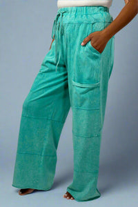 Mineral Wash High Waist Pants - Mint