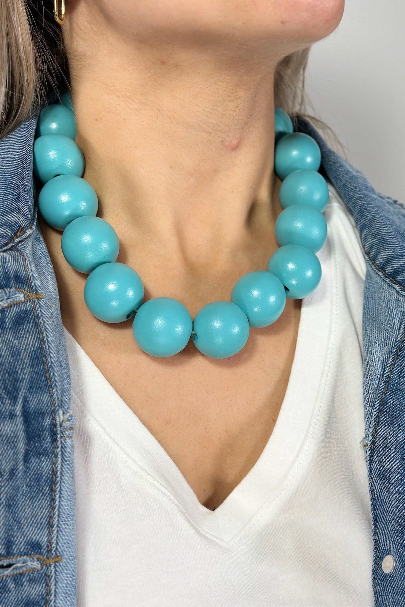 Chunky Bubble Chain Necklace Teal - Main Image