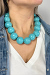 Chunky Bubble Chain Necklace - Teal