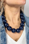Chunky Bubble Chain Necklace - Navy