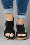 Barbara Crystal Wedge - Black