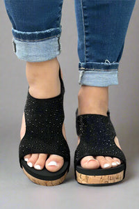 Barbara Crystal Wedge - Black