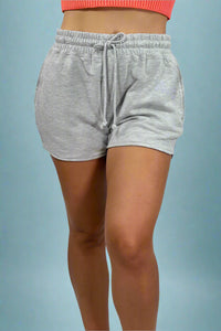 Drawstring Waist Dolphin Shorts - Heather Gray