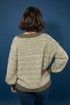 Shimmer Yarn V Neck Stripe Sweater