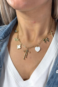 Bow Charm Necklace - Gold