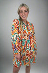 Babydoll Multi Print Dress - Orange