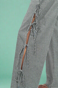 HW Open Tie Leg Pant Black & White Check