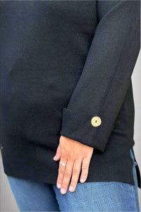 Button Cuff Turtleneck - Black