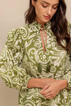Printed Woven Mini Dress - Olive