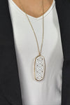 Long Abstract Cut Out Pendant - White