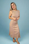 Exposed Seam Rib Knit Maxi - Taupe