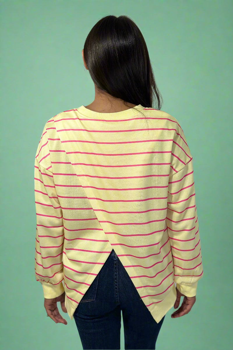 Stripe Overlap Sweatshirt - Yellow