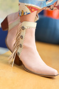 Gizelle Western Fringe Bootie - Pink