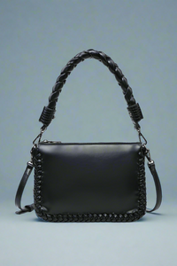 Judith Whipstitch Trim Shoulder Bag - Black