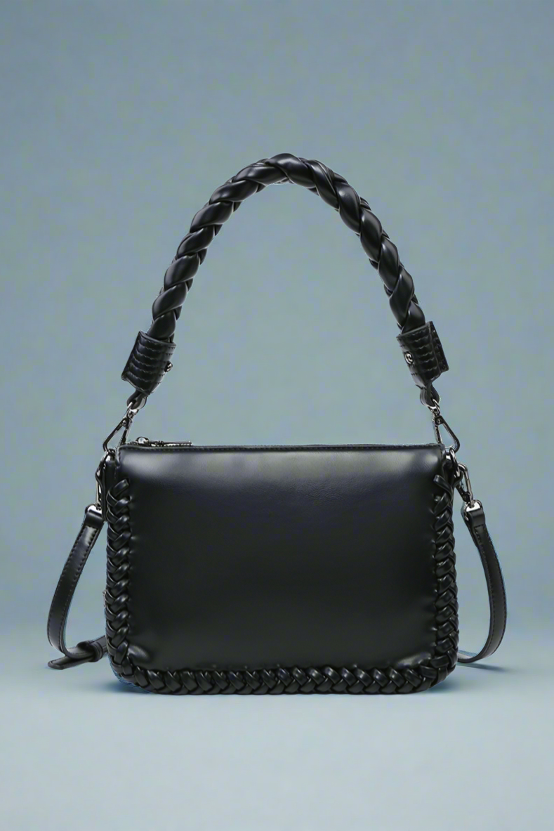 Judith Whipstitch Trim Shoulder Bag - Black