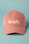 Bruh Embroidered Corduroy Cap - Mauve
