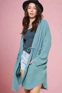 Button Down Gauze Shirt - Blue Jade