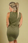 Twisted Scrunch Dress - Olive