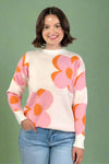 Big Flower Knit Sweater - Cream