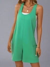 Solid Halter Neck Romper - Green