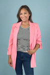Roll Up Sleeve Open Blazer - Pink