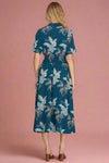 Floral Zip Front Midi Dress - Blue
