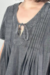 Pleated Front Mini Dress - Washed Black