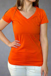 Women's Cotton V-Neck Tee - Orange