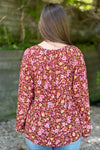 V-Neck Floral Top Brick