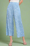 Boho Paisley Print Wide Leg Pant - Sky