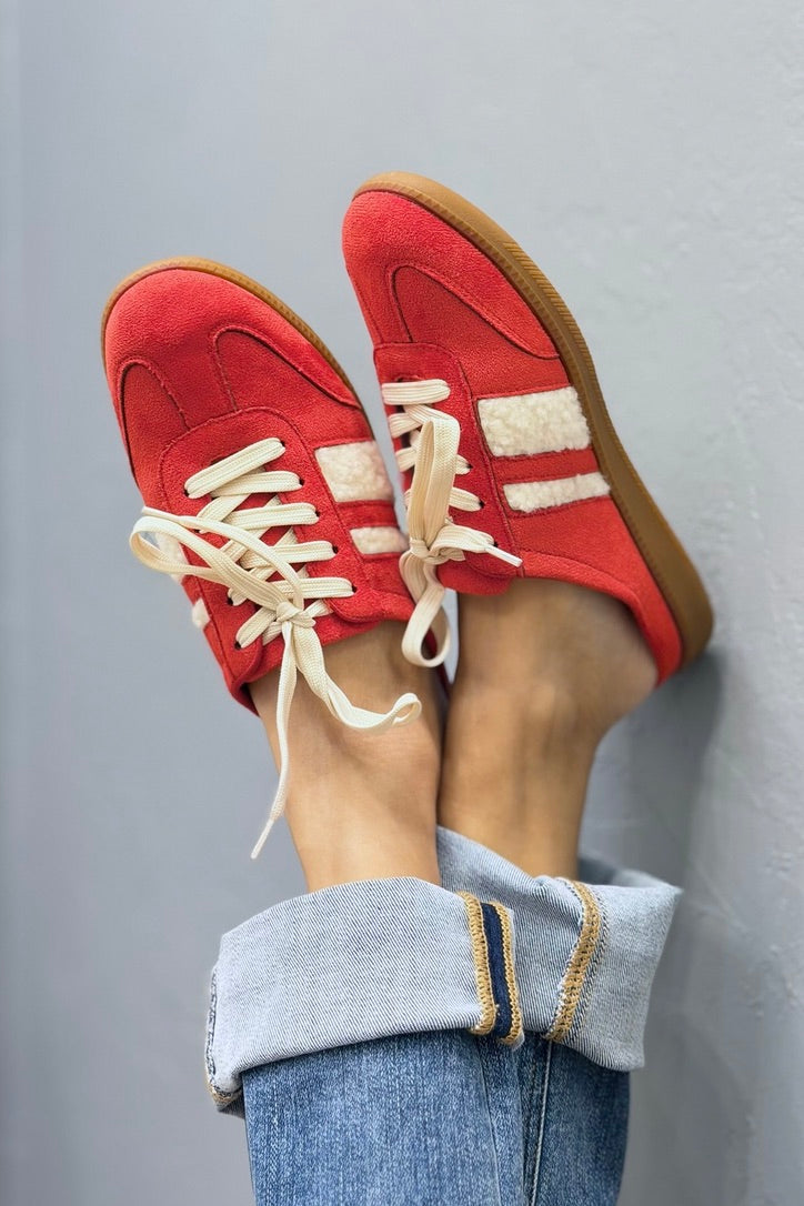 Sandra Stripe Backless Mule - Red