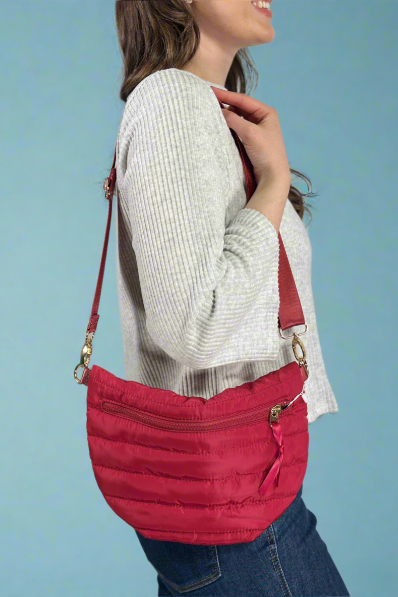 Jolie Puffer Belt Bag - Crimson Red