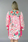 Crochet Trim Ruffle Dress Pink