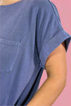 Unwind In Style T Shirt Dress - Dusty Indigo