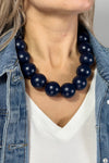 Chunky Bubble Chain Necklace - Navy