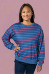 Stripe Overlap Sweatshirt - Blue