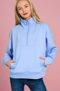 Scuba Half Zip Pullover - Spring Blue