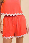 Ric Rac Trim Shorts Coral