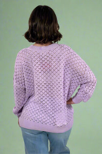 Light Weight Open Knit Sweater - Lavender