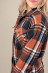 Rust, Black & Cream Plaid Long Flannel