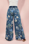 Floral Printed Denim Pants