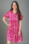 Button Down Tiered Dress Pink